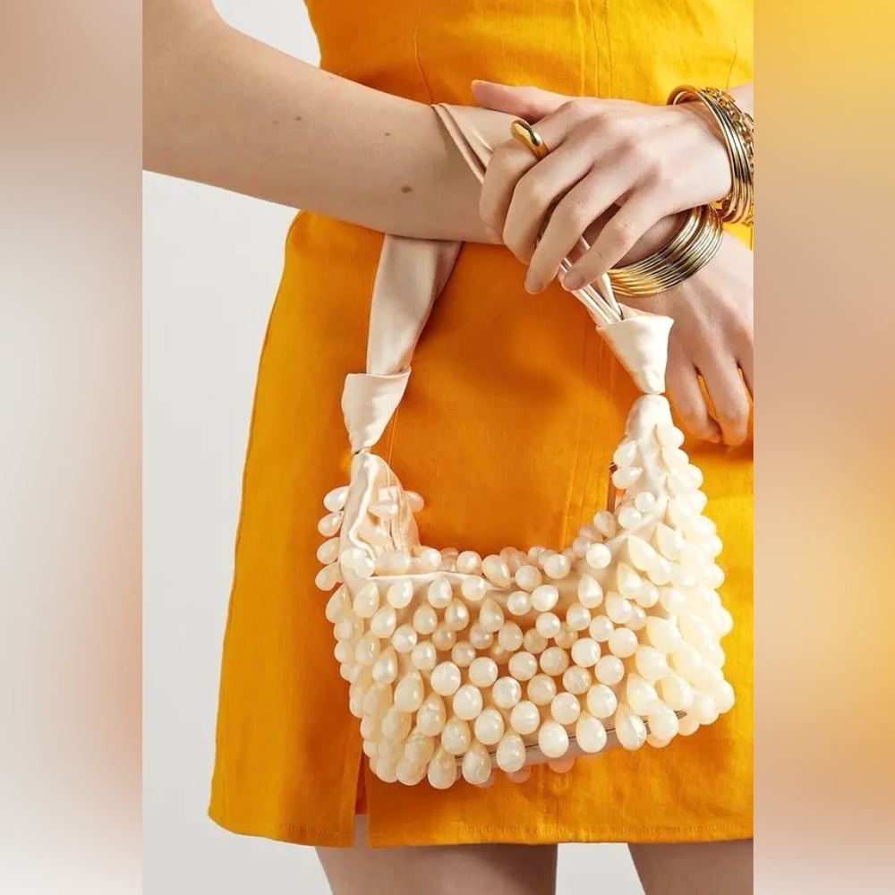 🌺🎉HP🌺 NWT Cult Gaia Gia Satin Shoulder Bag Ivory - Picture 3 of 16